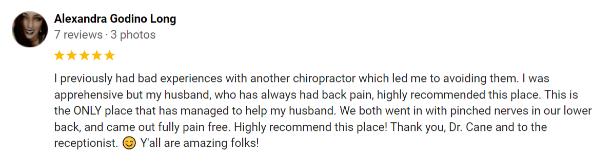 Chiropractic St. Marys GA Alexandra Testimonial